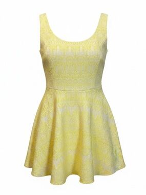 Ellison Women's Small Lemon Yellow Lined Sleeveless A-line Summer Dress Pockets